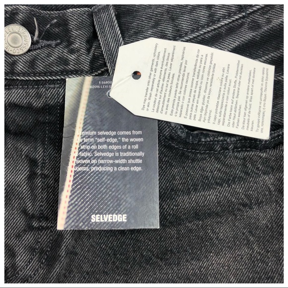 NWOT ATTACHED  Levi's 501CT Black Distressed Selvedge Jeans - Picture 4 of 8